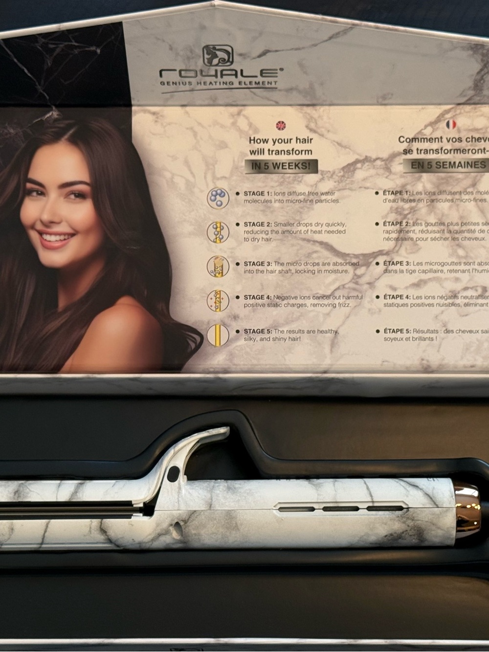 Royale Opulent Marble Infra-Titanium Hair Straightener Flat Iron NIB - Picture 5 of 6